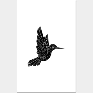 Black Polygonal Hummingbird Posters and Art